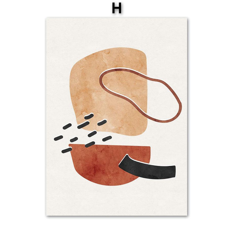 Boho Abstract Geometric Lines Coral Leaves Wall Art Canvas Painting Nordic Posters And Print Wall Pictures For Living Room Decor