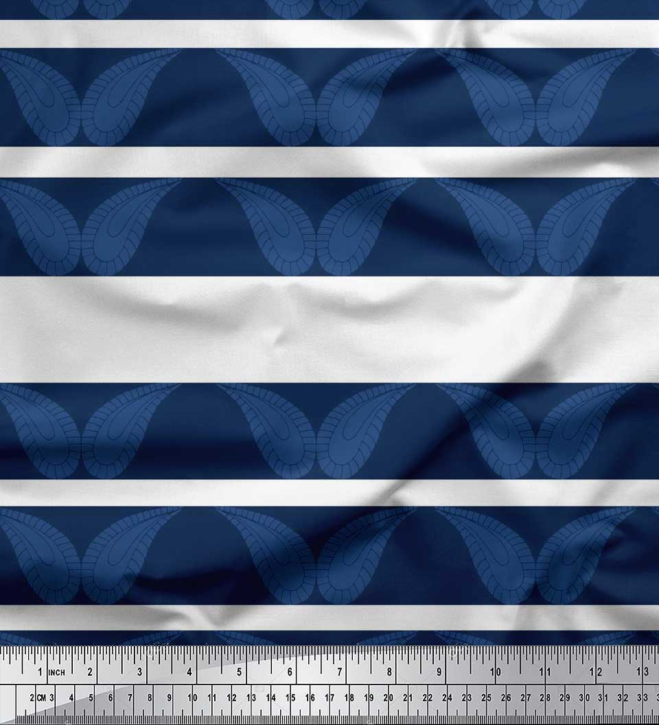 

Тканина Soimoi Японія креп-сатин у смужку та пейслі, принти на метр 42 дюйми 42 Inch Wide - Poly Crepe білий