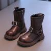 British Style Girl Winter Boots Simple Classic Children Fashion Boots Black Brown Versatile Kids Cotton Boots Round-toe Zipper