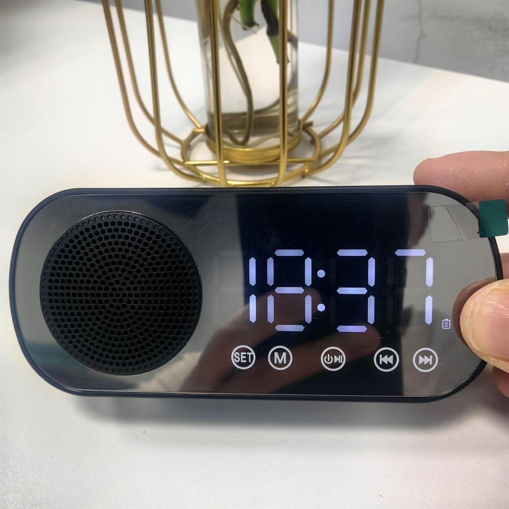 USB Plug-in Mirror Digital Alarm Clock Timer Support TF FM Radio 2 Alarms Wireless Speaker Subwoofer Desktop Music Player