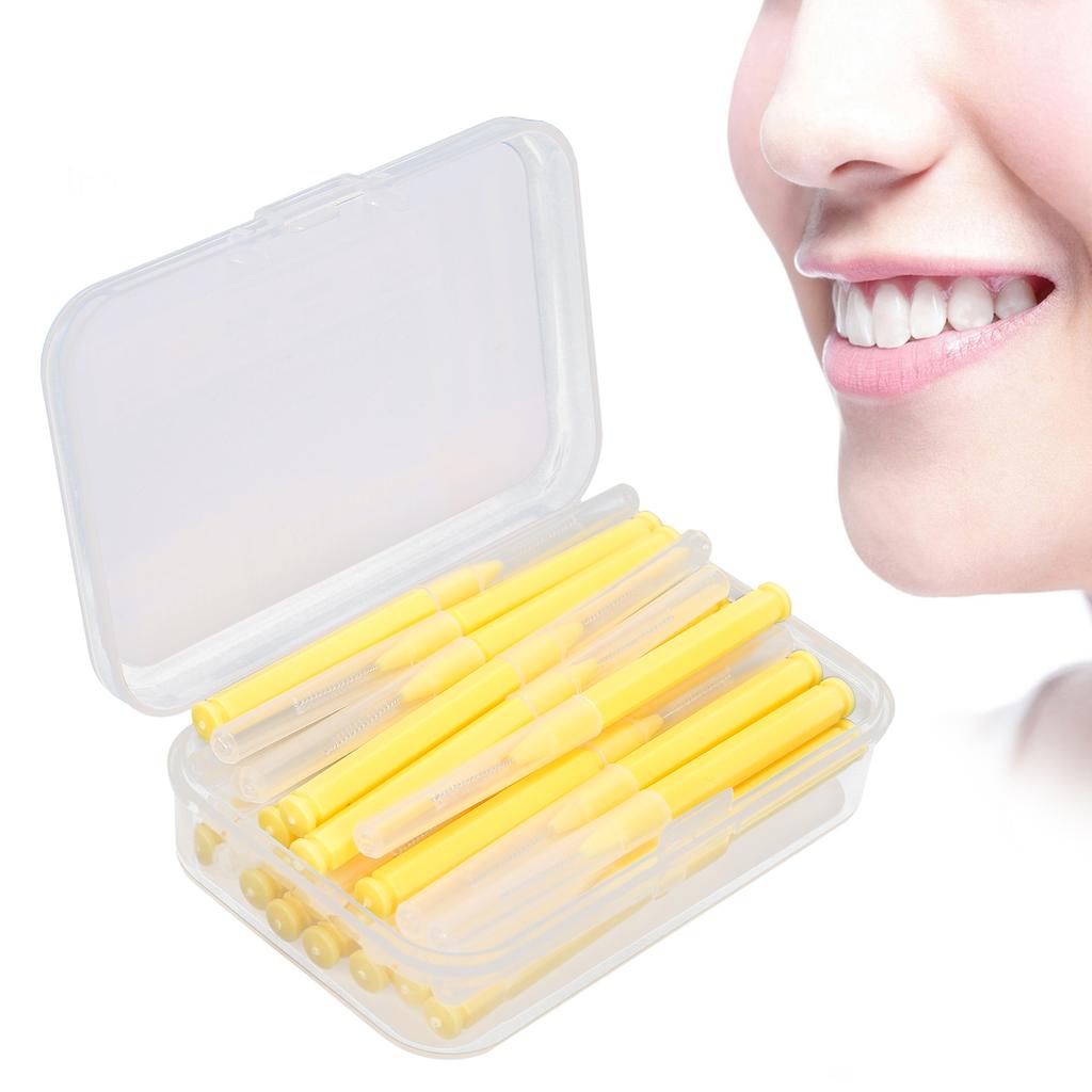 30pcs Box Interdental Brush Tooth Cleaning Tool Orthodontic Dental Tool Teeth CleanerYellow
