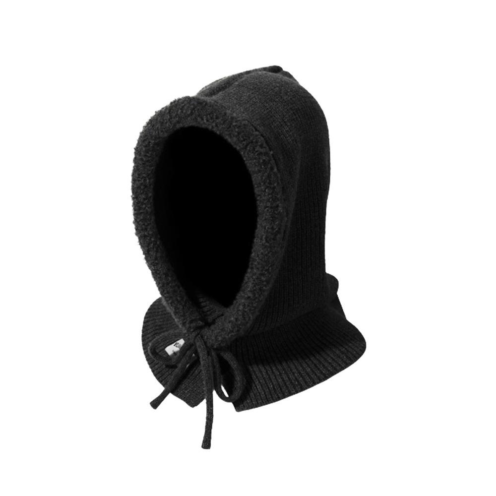 

Plush Knitted Hat Neck Protection Lace-up Hat New Hood Scarf Autumn Winter чёрный