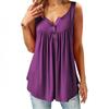 Canotta Estiva da Donna Senza Maniche Casual Tinta Unita Pieghettata Tunica Henley con Bottoni Larga e Fluida Blusa Lunga Taglie Forti
