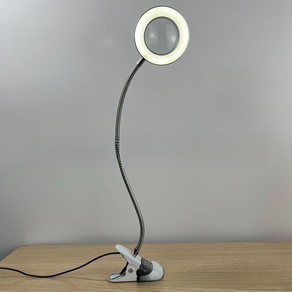 Flexible Loupe Magnifier Table Light Adjustable Levels Clip on Desk Lamp  Nail Art
