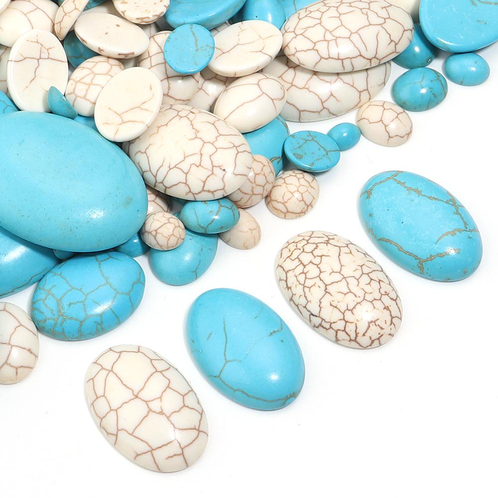 10pcs/Lot Oval Turquoises Cabochons Cameo For Jewelry Making Natural Stone Beads Cabochon Flatback Cabochon DIY Necklace Rings