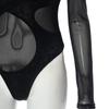 High Street Sexy Transparent Slim Bodysuits Women Skinny Fashion Patchwork Basic One Piece Elegant Bodysuits Solid Party Clothes