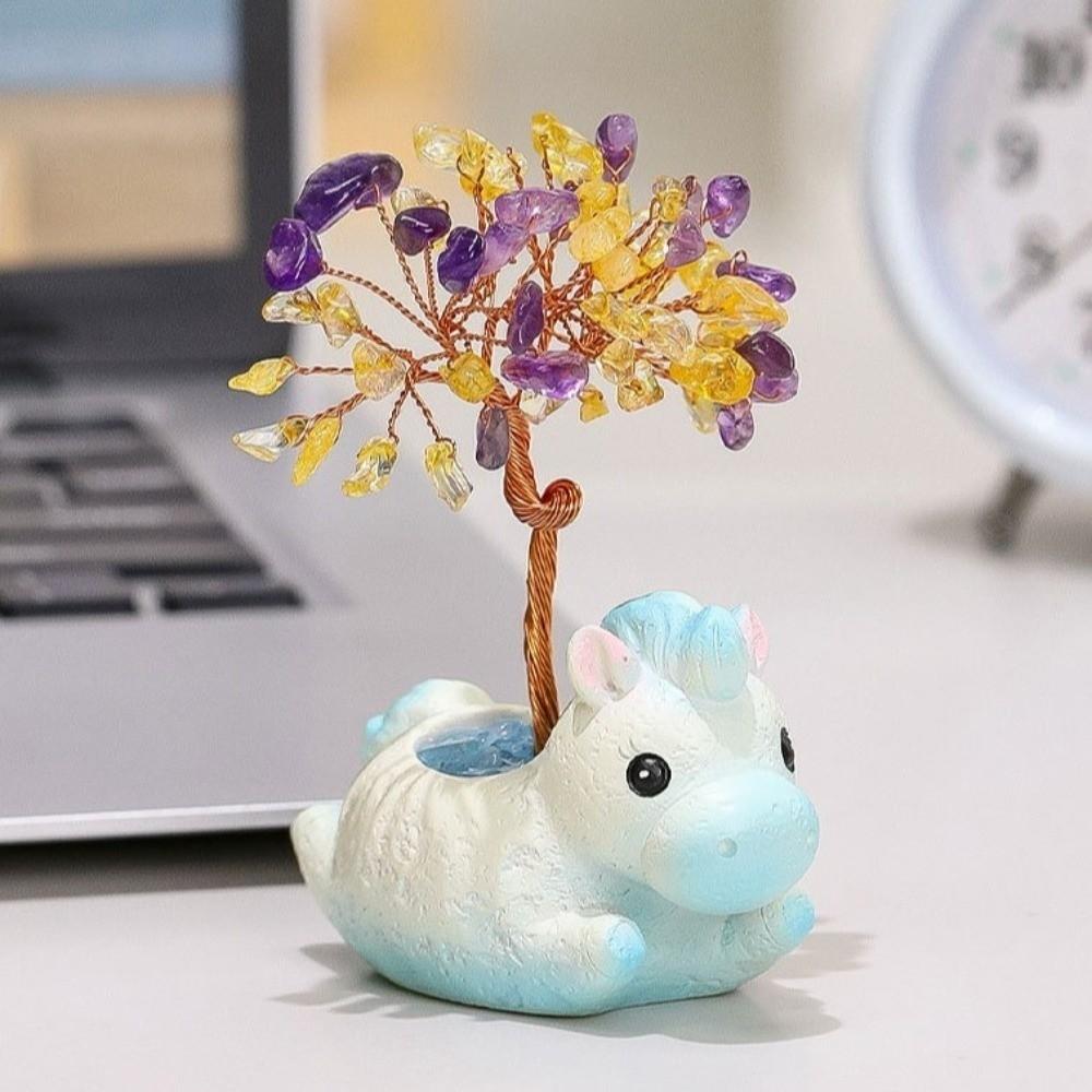 Cartoon Purple Crystal Money Tree Natural Crystal Desktop Ornament Home Decor