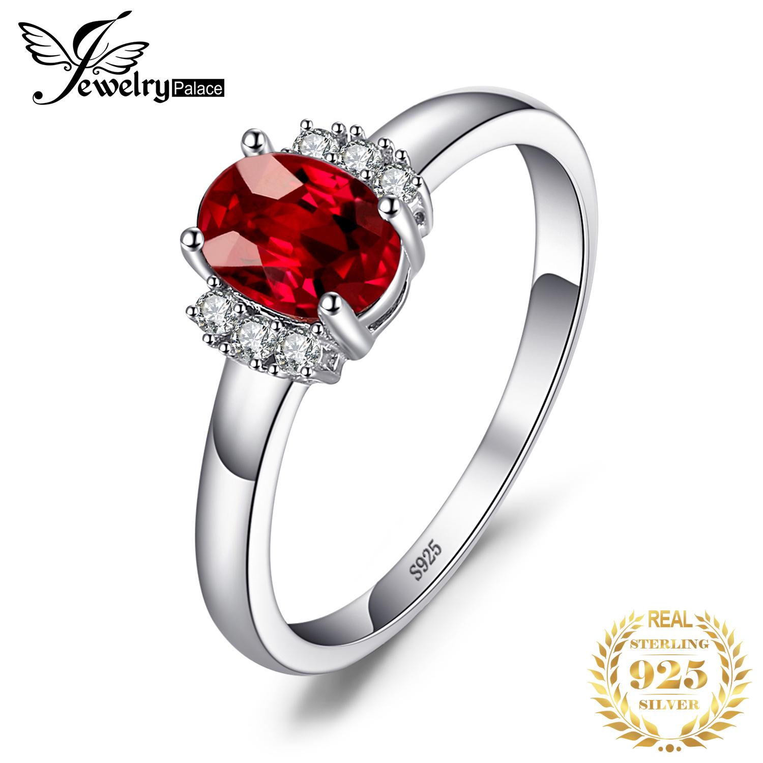 JewelryPalace Oval Red Natural Red Garnet 925 Silver Rings for Women Fashion Engagement Gemstone Birthstone Jewelry 7
