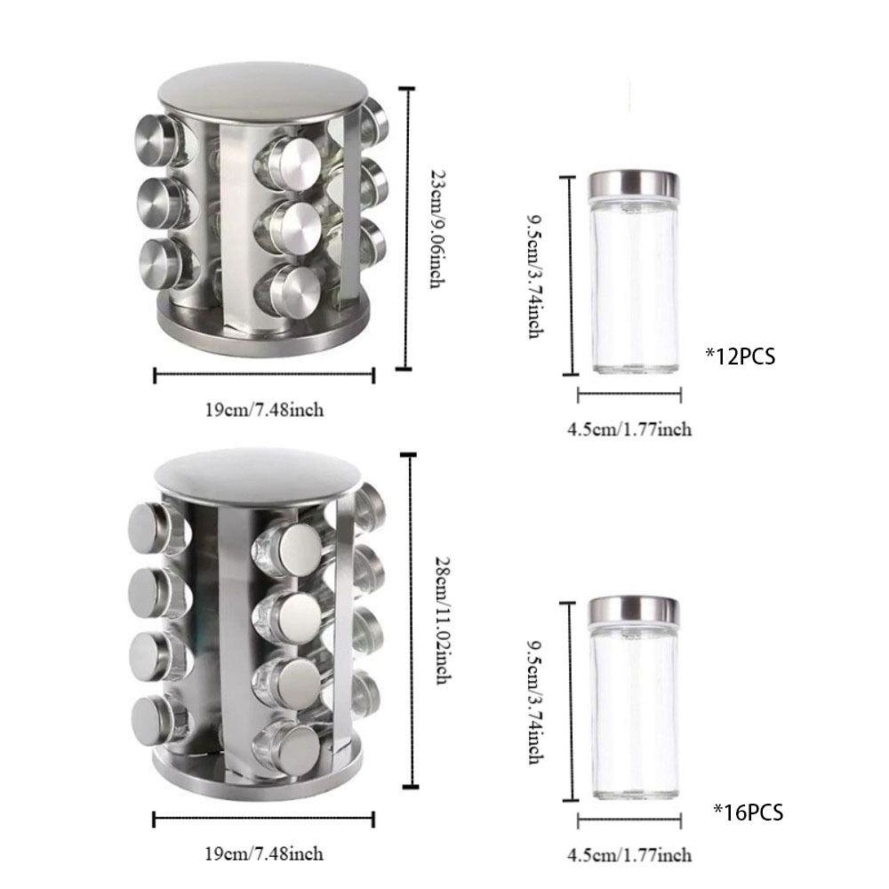 360 Rotating Rotating Spice Rack Food Grade Glass Seasoning Jar Set  Seasoning Storage