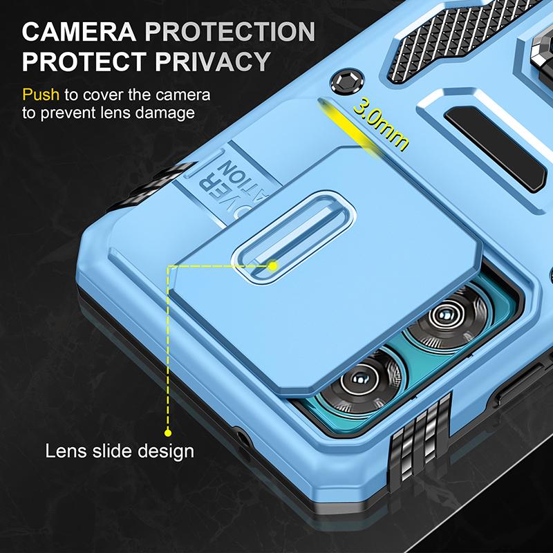 Armor Series For Motorola Edge 40 Neo 5G Case PC+TPU Phone Cover with Kickstand/Lens Shield