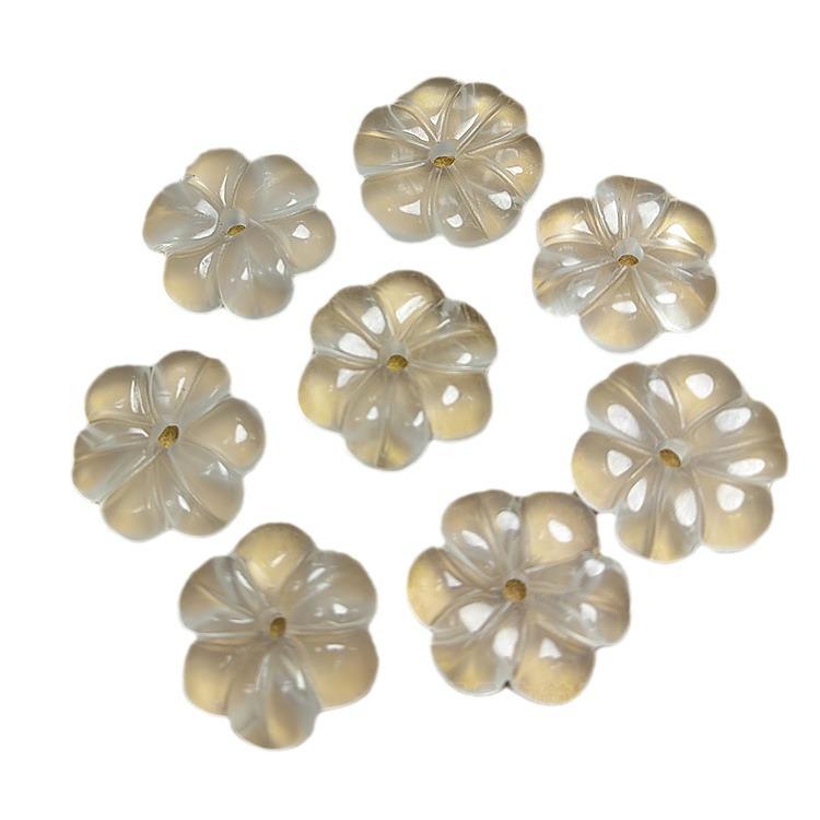 

Ice White Agate Five-Petal Flower Beads for DIY Jewelry: Bracelets, Necklaces, Earrings, and Pendants