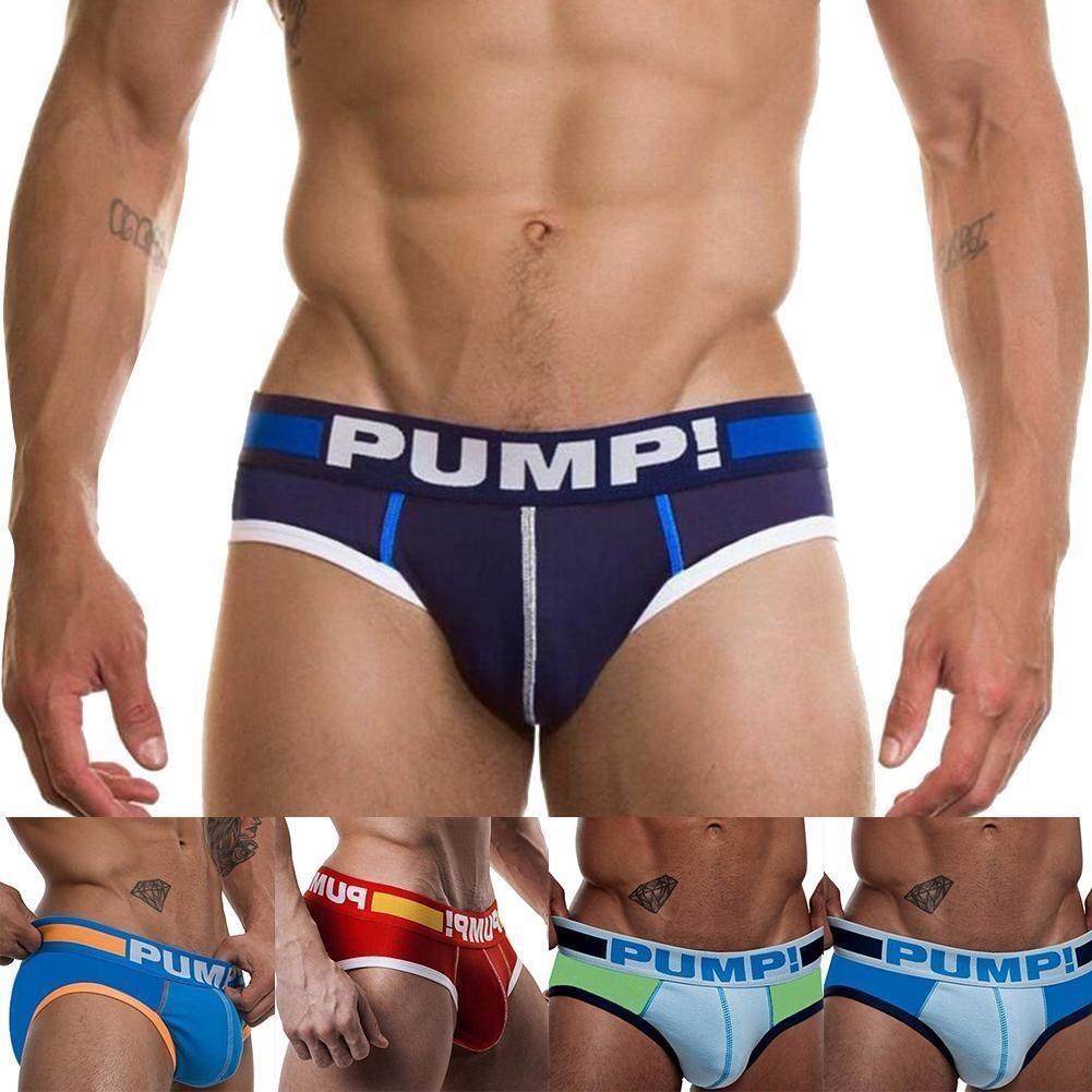 Pump! Men's Low Waist Sexy Triangle Underwear U Convex Hip-lifting Cotton Breathable Knickers