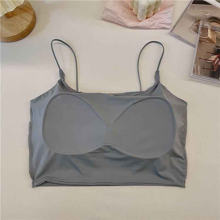 Ice Silk Strappy Tank Top with Built-in Bra, Stylish Slimming Sleeveless Design for Women, Ideal for Summer