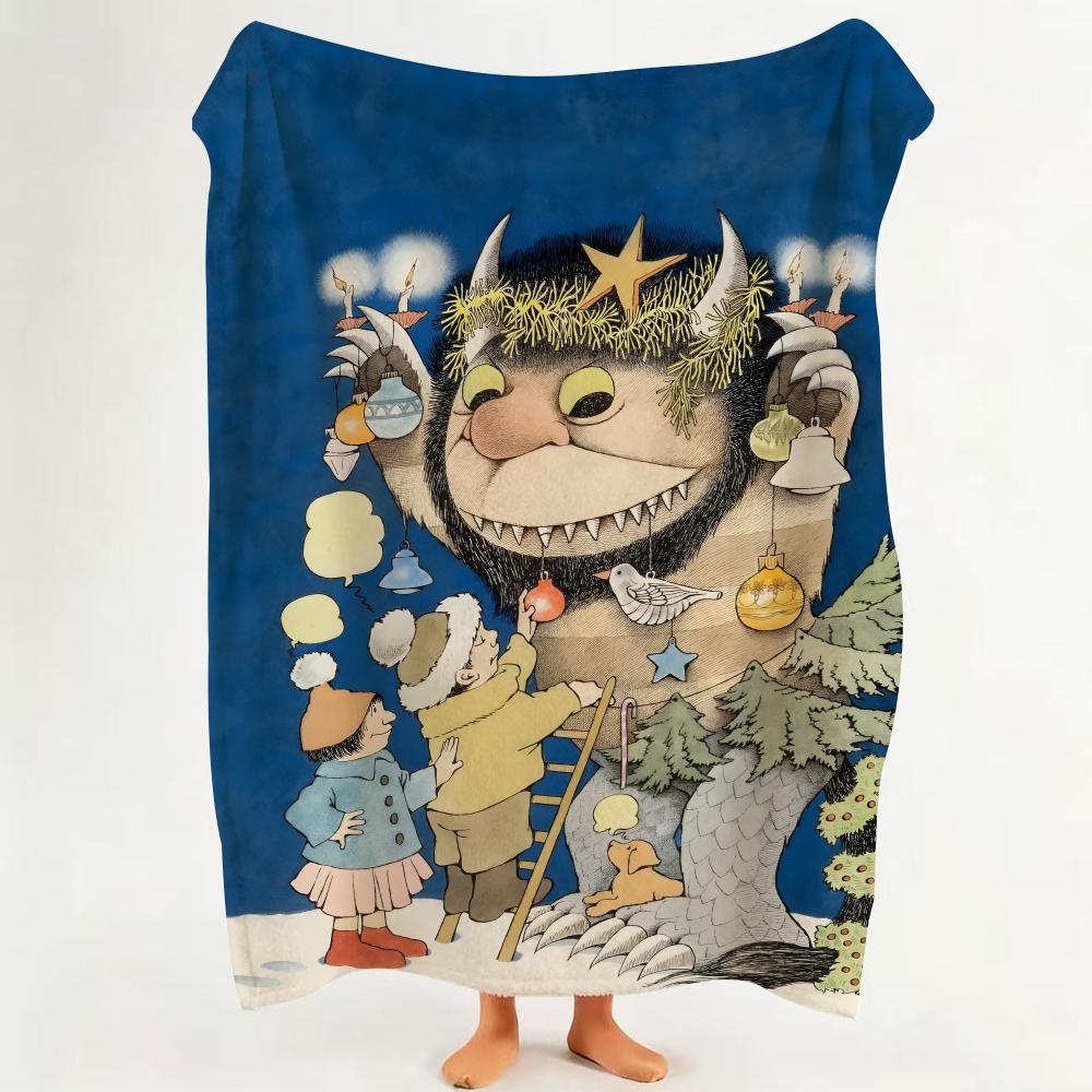 PictureBook W Where The Wild Things A Are Throw Flannel Throw Blanket Suitable for Sofa Living Room Bedroom