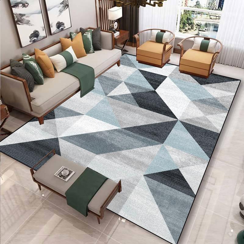 European Modern Geometric Carpet for Living Room Plush Decoration Home Nordic Non-slip Floor Mat Washable Bedroom Cloakroom Rugs
