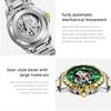 Men's Automatic Mechanical Watch, 44mm Skeleton Hollow Dial Luminous Hands 30M Waterproof Stainless Steel Business Wrist Watch