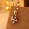 New Sweet Pink Cherry Blossoms Pendant Stainless Steel Necklaces For Women Korean Fashion Temperament Clavicle Chain Jewelry