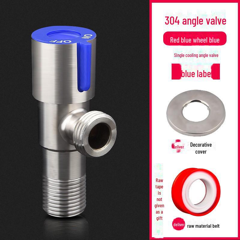 All-Copper Triangular 4-Point Valve: 304 Stainless Steel, Hot/Cold Water Heater, Three-Way Inlet, Dual Outlet Stop Valve