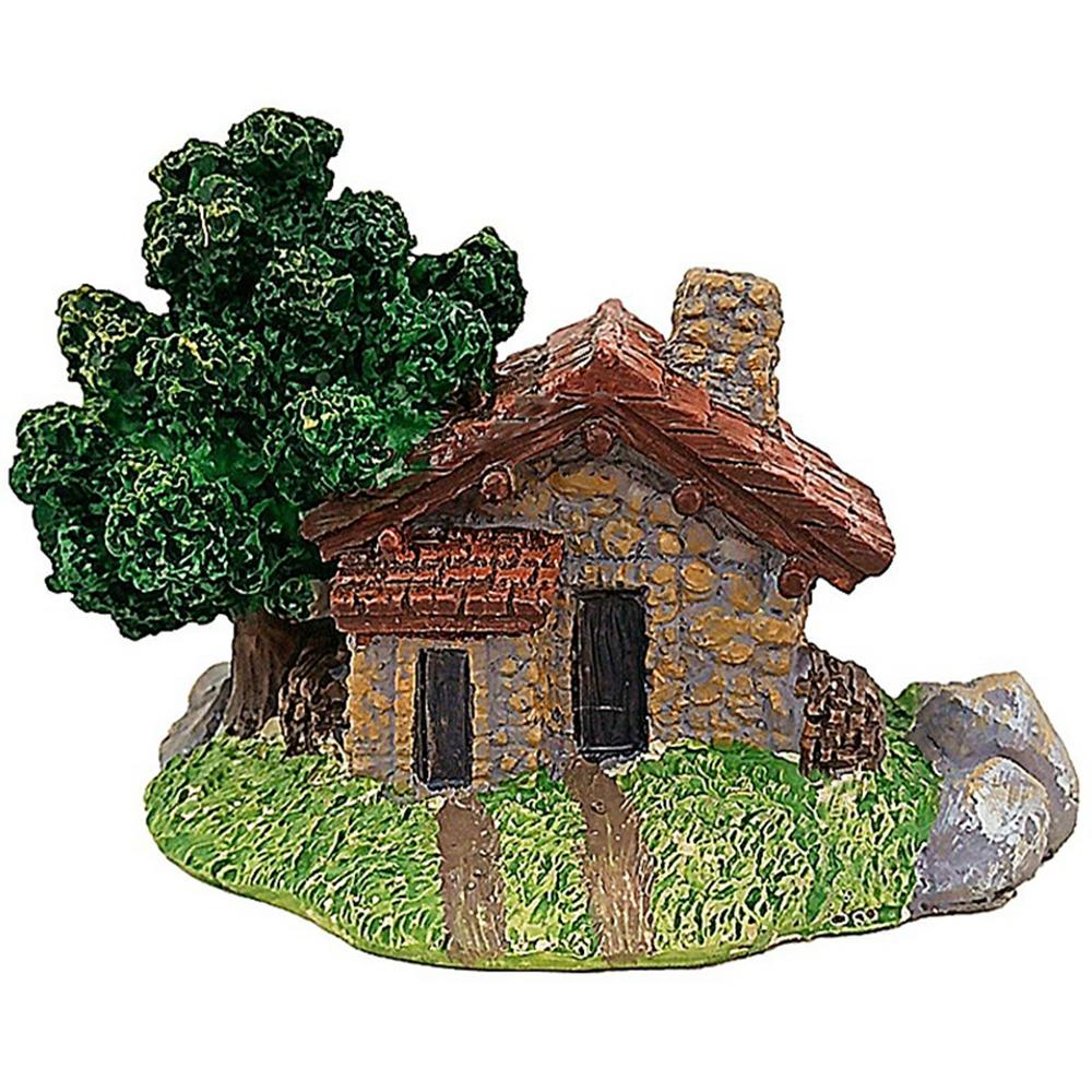 

Stone Texture Cabin Ornament Bonsai Decoration Micro Landscape Garden Resin Craft A