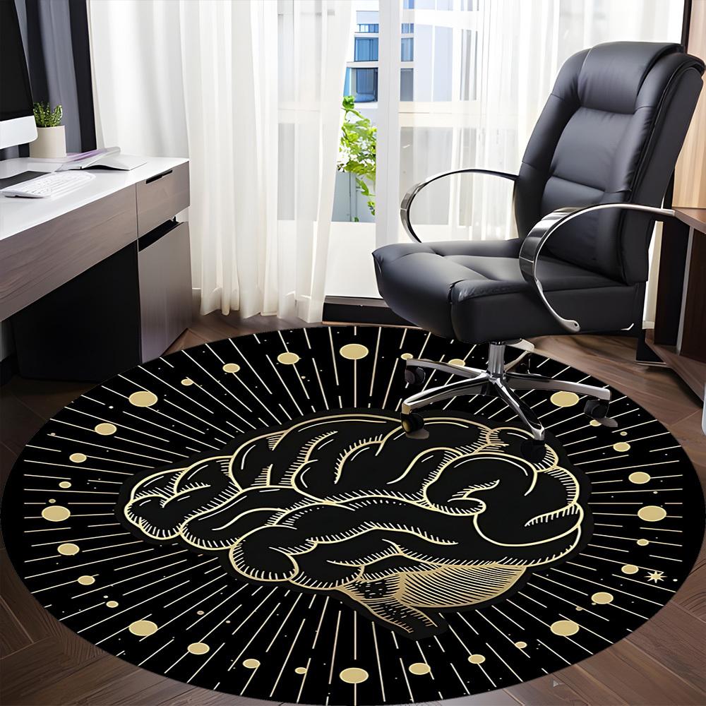 1pc Cerebral Cosmos Office Round Area Rug,  Mat Suitable For Office, Under Office Chairs Bedroom Living Room Home Decor, Room Deco