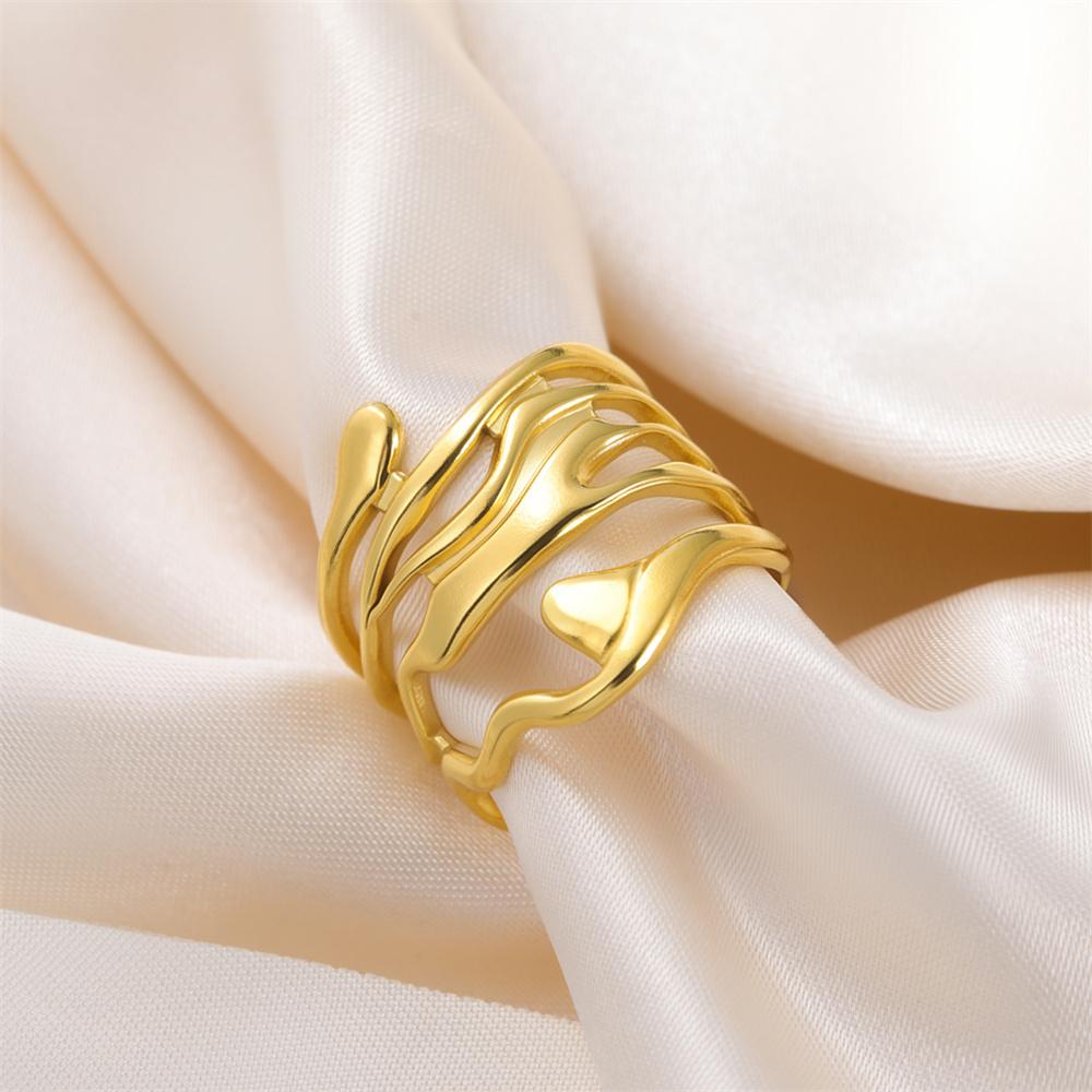 My Shape Exaggerated Geometry Rings for Women Stainless Steel Rings Girls Pinky Finger Ring Gold Color Jewelry Adjustable Size