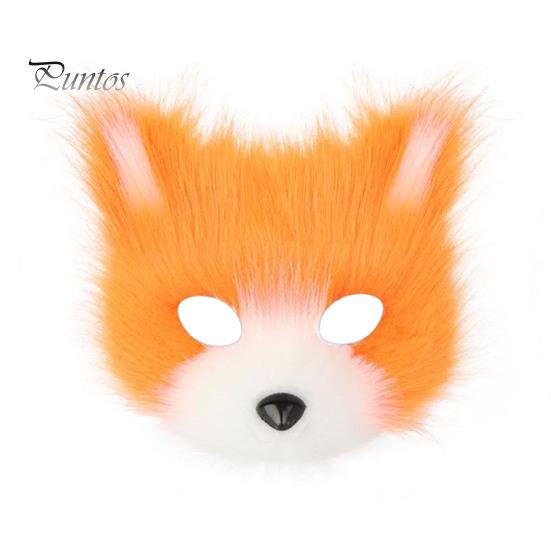 Fluffy Cat Ear Headband Plush Fox Cosplay Mask, Tail, Costumes Props, Fuzzy Halloween Beast Girl Outfit Mask for Costume Party Anime Convention