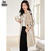 Women's Tie-Waist Mid-Length Windbreaker Trench Coat