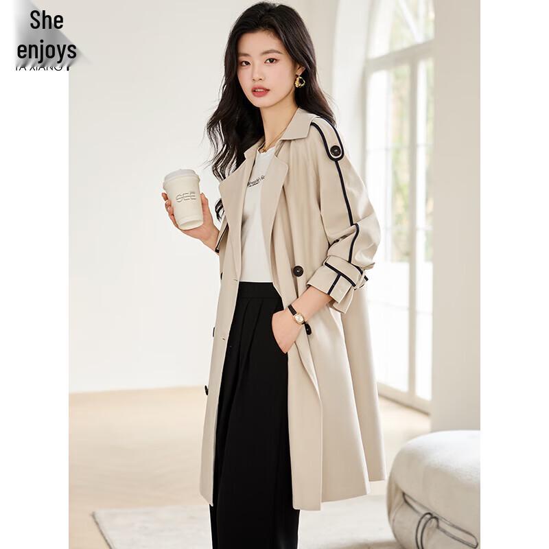 Women's Tie-Waist Mid-Length Windbreaker Trench Coat