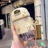 Adorable Rabbit Ear Plastic Water Bottles With Straw For Girls Kids Lightweight Strap Student Bottle With Cup Cover Anti-drop BPA Free