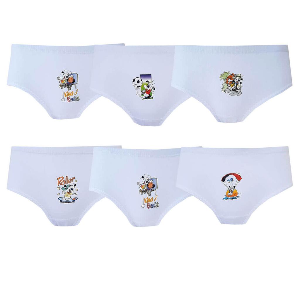 Set de 6 lenjerie intimă Tutku pentru fete, cu imprimeu Bato, din bumbac