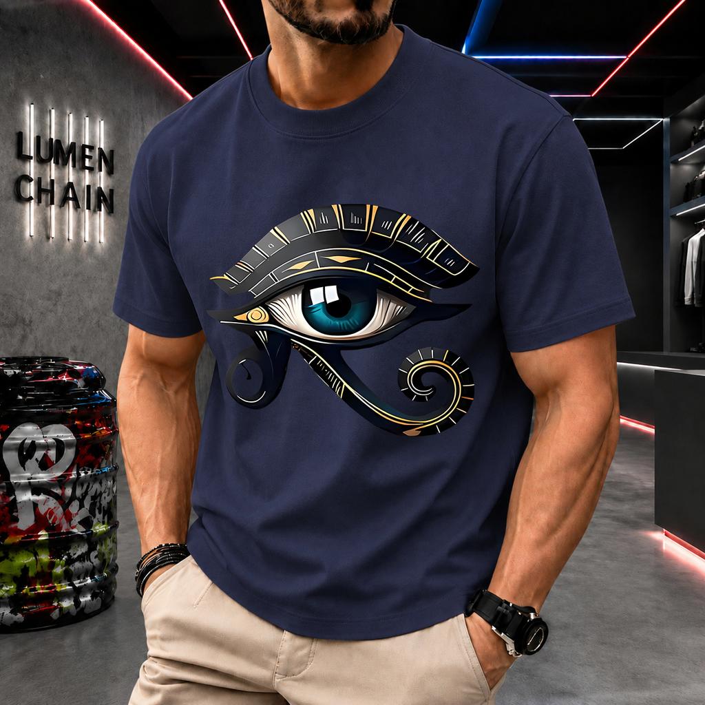2026 New Pure Cotton Tshirt Eye Of Horus Ancient Egyptian Symbol Print Casual Trendy Clothing