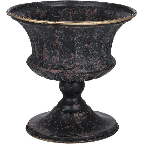 Железная урна-кашпо, Рустикальный металлический цветочный горшок Оцинкованная фермерская ваза Декоративное цветочное ведро Черная настольная центральная ваза для дома, свадьбы, сада 15x15cm