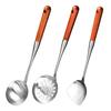 Stainless Steel Ladle Strainer Scoop with Wooden Handle Frying Skimmer Kitchen Spatula Cooking Utensil for Noodles Pasta Vegetable
