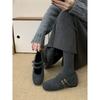 Inner Height Increase Mary Jane Fluffy Shoes Winter Wear Gray Single Shoes Platform Plush Cotton Shoes