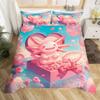 Cartoon Penguin Bedding Set Romantic Balloon Valentine's Day Comforter Cover Groovy Roses Flower Duvet Cover for Couple Lovers