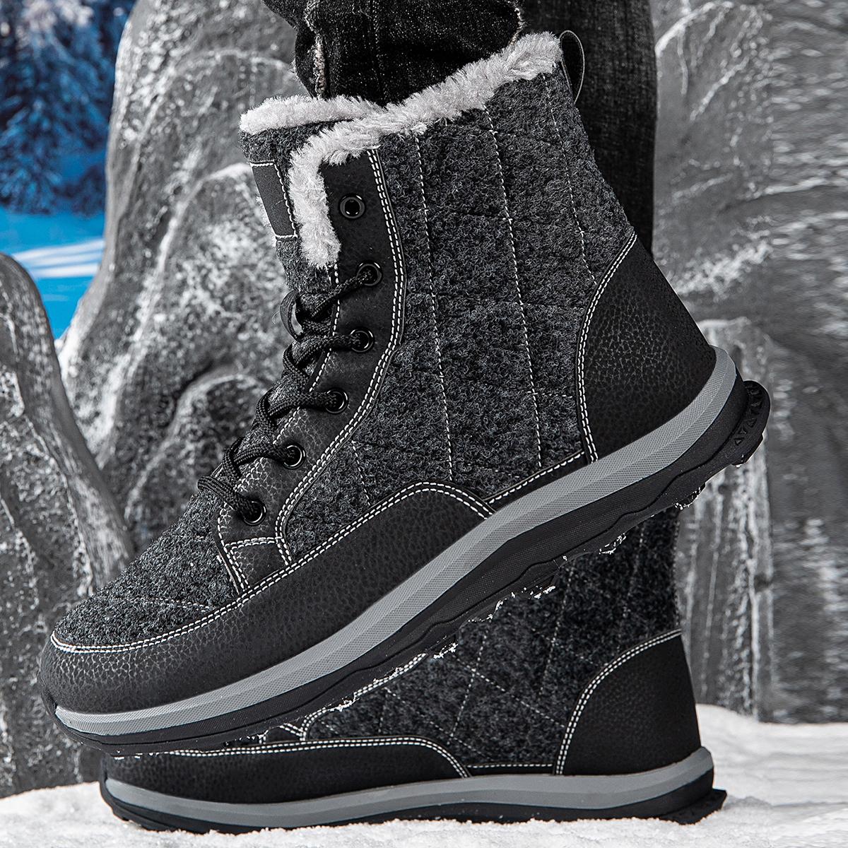 

TUINANLE Men Winter Shoes Snow Boots Cold Winter Women Ankle Boots Non-slip Cotton Shoes Plus Size 45 40 чёрный