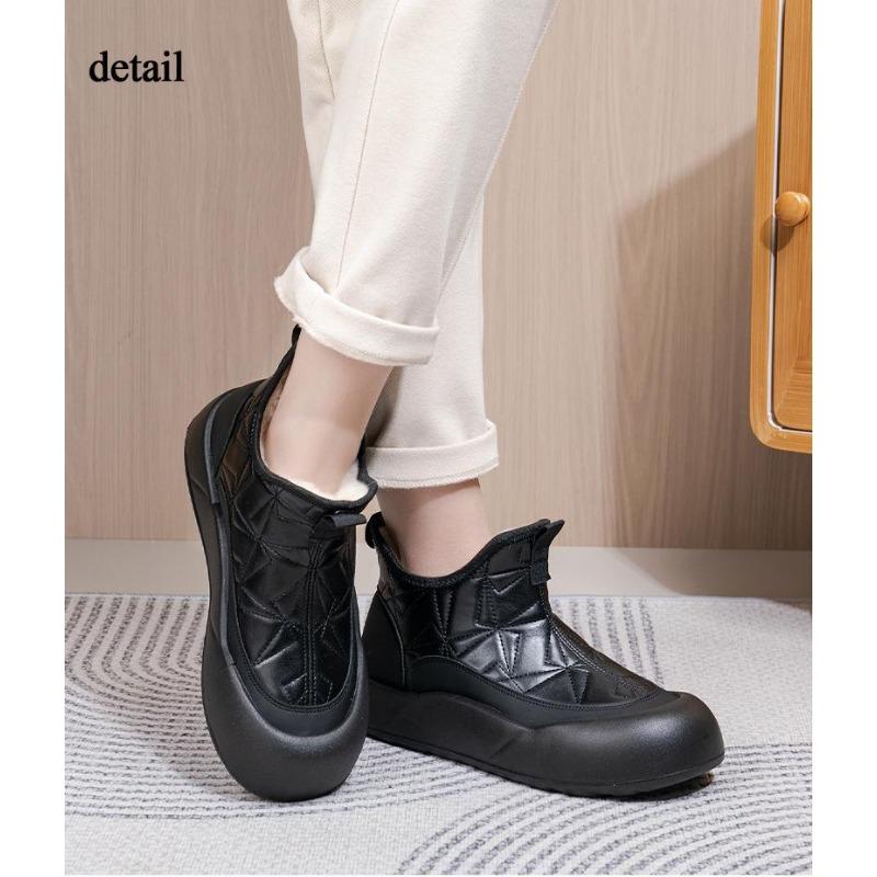 Vinterplattform for kvinner Snøstøvler Anti-skli varm fuskepelsfôr Ankelstøvler Sko Uformelt PU-skinn Komfortabel fuzzy gå-kort støvle for kvinner