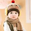 Cartoon Snowman Children Hat Scarf Set Ear Protection Warm Beanie Caps  Children Accessories