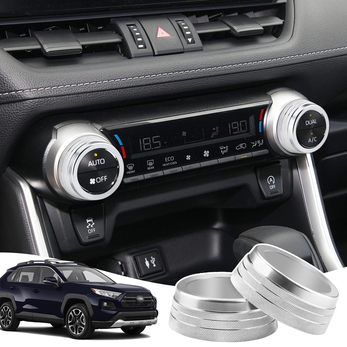 

Auovo Toyota RAV4 50 Series Air Conditioner Dial Ring Air Conditioner Vent Cover Interior серебряный