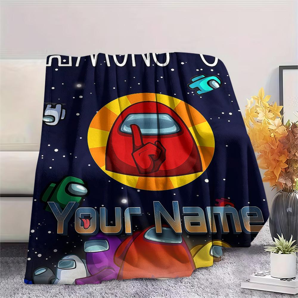 1PC Custom Name Among Us Patterned Flannel Blanket Suitable For All Seasons for Home Decor Warmth and Comfort Gifts Holiday Present -HE91
