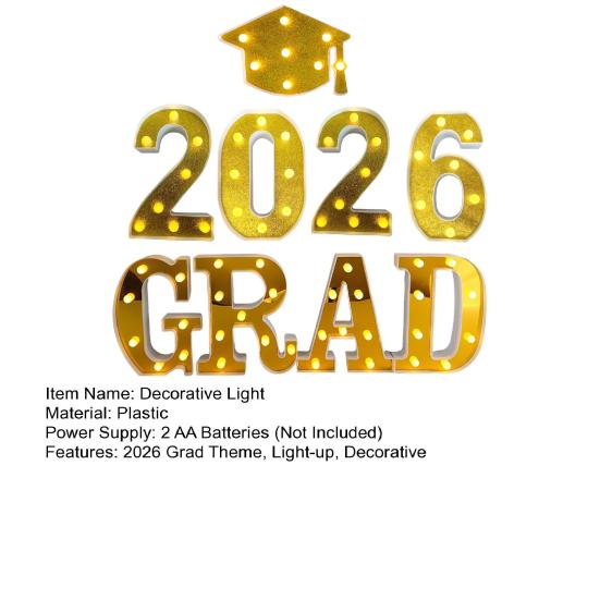 8/9 Peças 2026 Letreiro Luminoso de Letras Luz LED de Marquesina Luz de Letra Alimentada por Bateria Decoração de Festa de Formatura Jardim de Infância Ensino Médio Faculdade