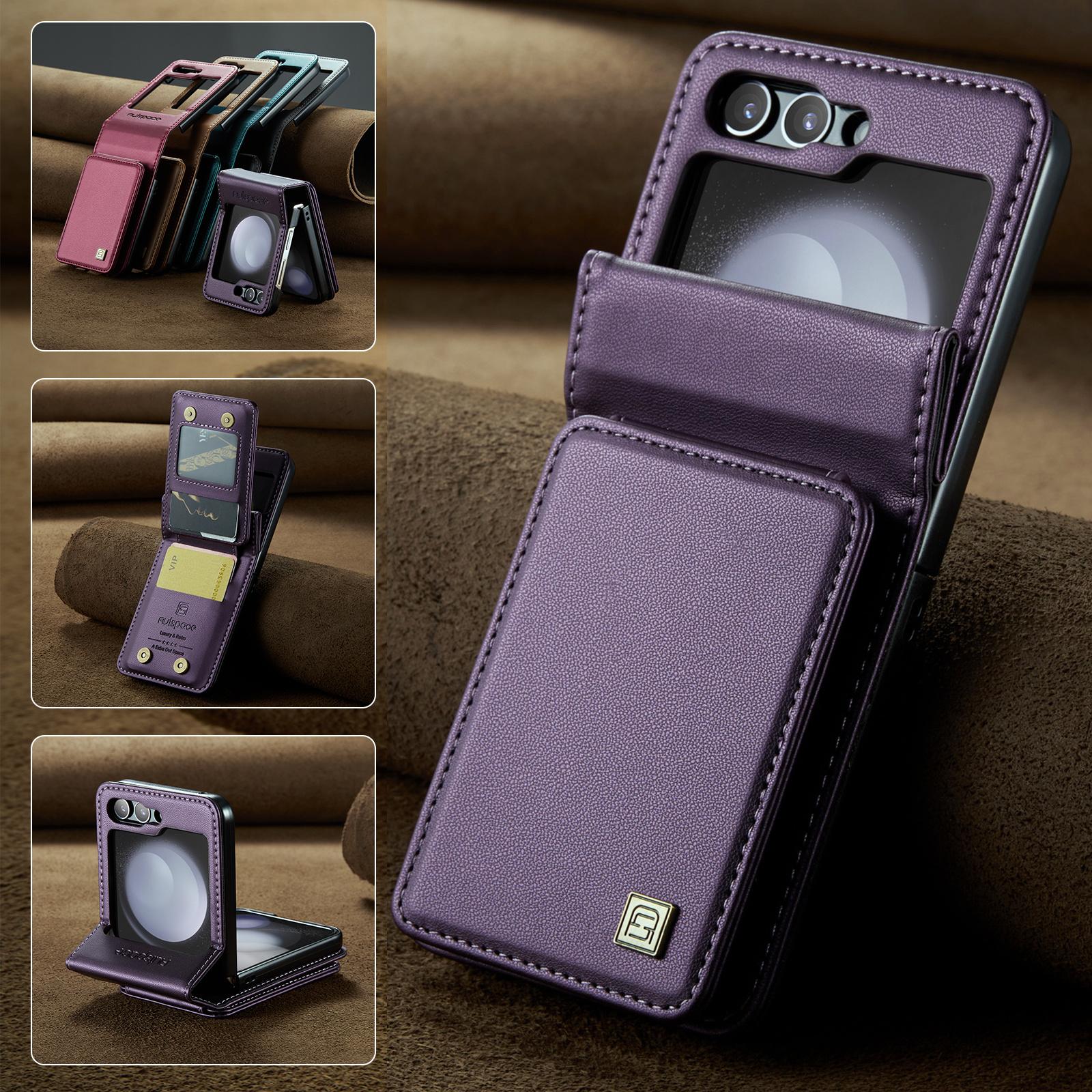 

Flip 5 Zflip5 5G противоударный портативный чехол-бумажник для Samsung Galaxy Z Flip 5 Flip5 кожаный слот для карт с отделением для карт аксессуары для сотовых телефонов for Galaxy Z Flip 5