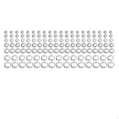 130Pcs Single Ear Hose Clamp Durable 7mm-21mm Plumbing Stainless Steel Practical for