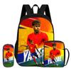 3-delige set Voetbalster Kinderrugzak Student School Schoudertas Etui Voetbal Sport L-Lamin Yamal Boekentas Rugzak