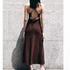 European American Women's Clothing Summer Backless Linen Beaded Suspender Dress