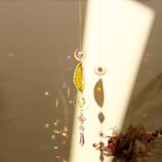 Faux Agate Plate Sun Catcher Ornament Indoor Outdoor Garden Home Office Wall Window Hanging Natural Stone Plate Fake Crystal Pendant