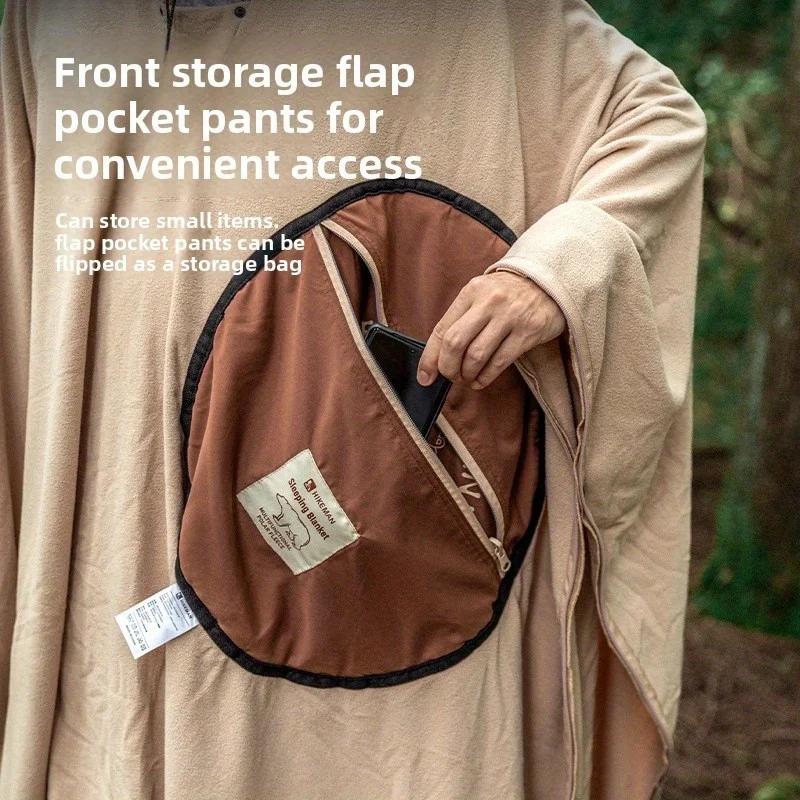 Multipurpose Poncho Sleeping Bag Fleece Camping Travel Wearable Blanket for Adults Outdoor Adventure Warm and Cozy