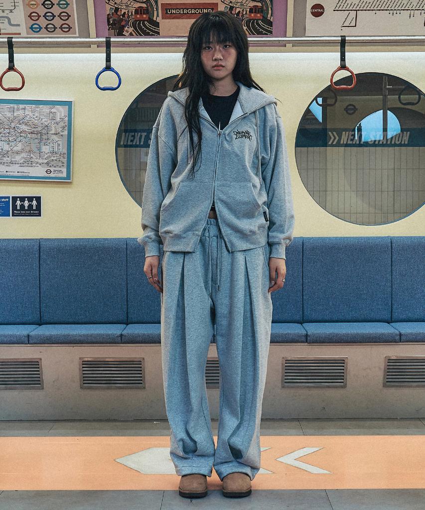 ELIMENO El Front Pintuck Heavy Wide Long Sweatpants 2 Colors