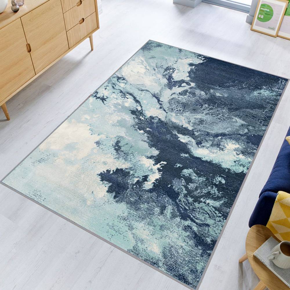 

Домашний моющийся ковер с принтом Eliana LNA1804 50x80 синий