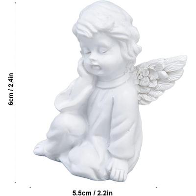 Cherub Baby Statue, White Color Cherub Statue Lovely for Decoration for Photo Props Contemplative Angel Right
